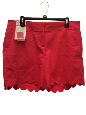 Isaac Mizrahi Red Scallop-Hem Bermuda Shorts